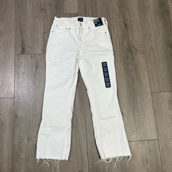 J Crew Mid Rise Petite Flare Crop Stretchy Denim Jeans US Women's 25P New - Picture 3 of 7